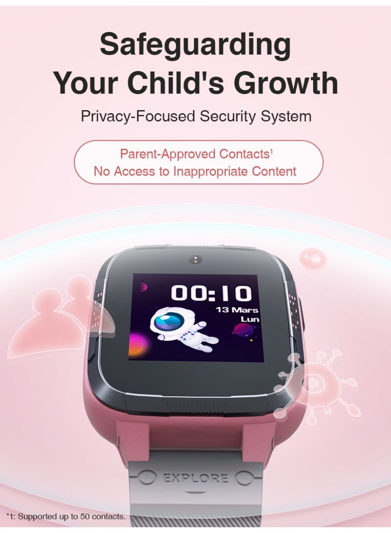 بوتسلاب ساعة ذكية للأطفال من بوتسلاب Kids Smart Watch E3 – ساعة ذكية للأطفال مع مكالمات فيديو، واي فاي، كاميرا، زر تنبيه الأمان، مقاومة للماء (وردي) - Image 5